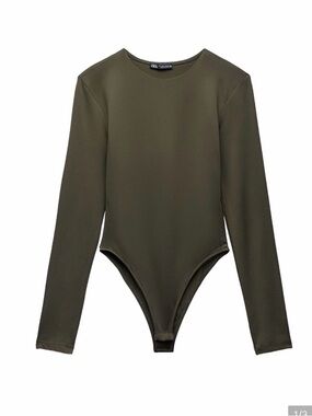 Kids Long Sleeve One-Piece Bodysuit in Olive Green